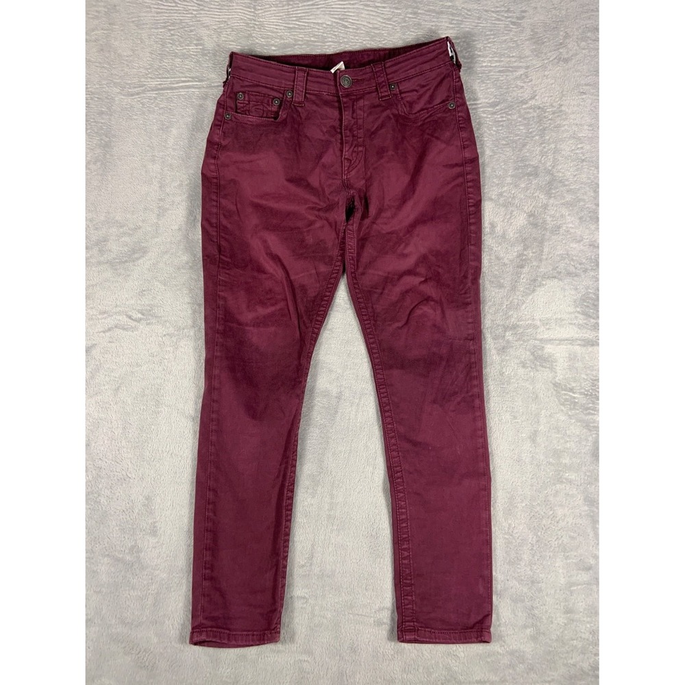 True Religion Jennie Curvy Skinny Jeans Womens 30 Burgundy Mid Rise